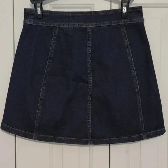 Madewell Size 8 Dark Denim Skirt Button-Up - Picture 2 of 5